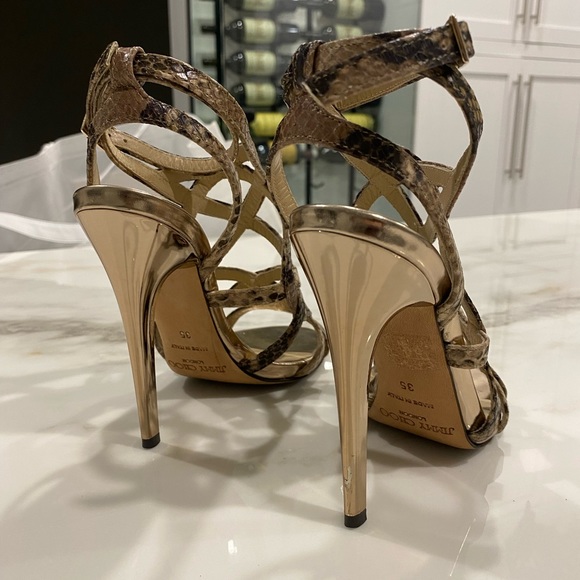 Jimmy Choo Strappy Snake Print Heels- Size 35 - Picture 2 of 2